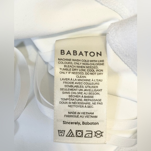 Aritzia BABATON Contour White Sylvia cropped long sleeve square neck top Medium - Picture 7 of 8